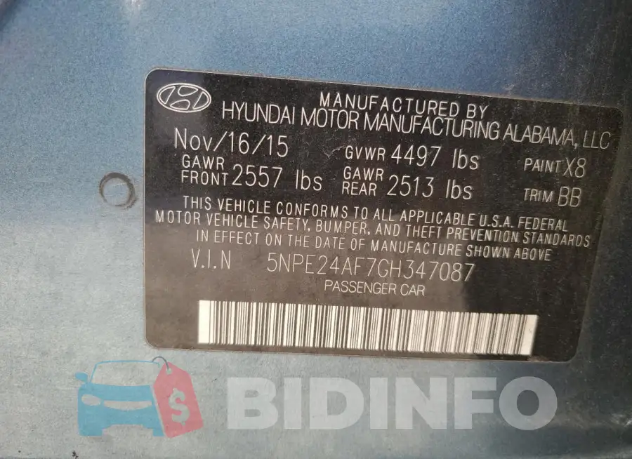 5NPE24AF7GH347087 Photo# 13