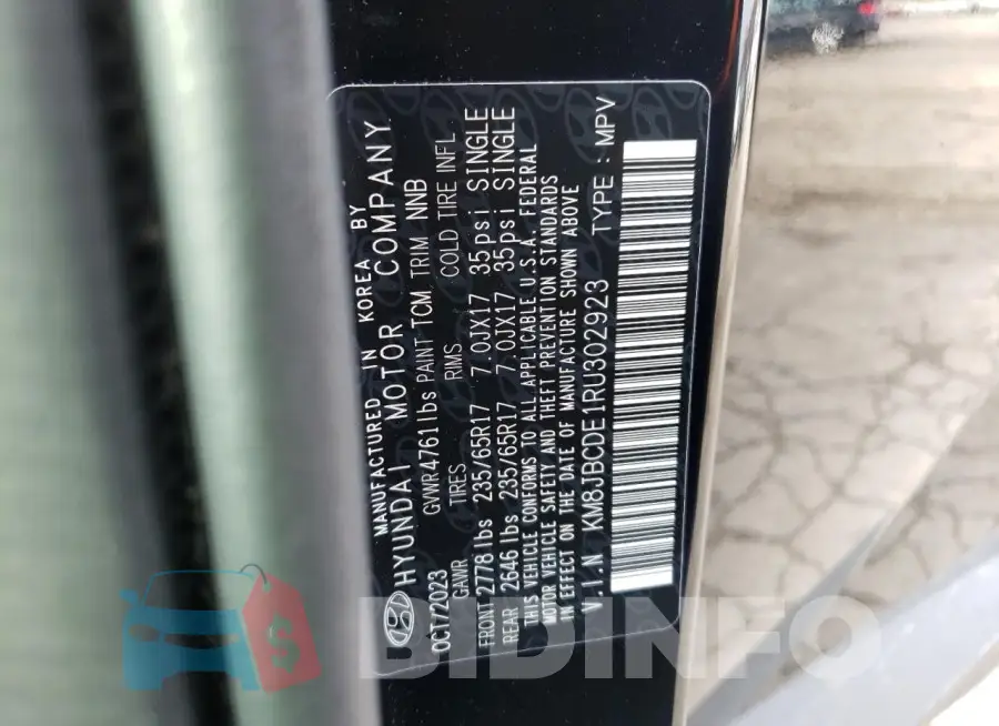 KM8JBCDE1RU302923 Photo# 12