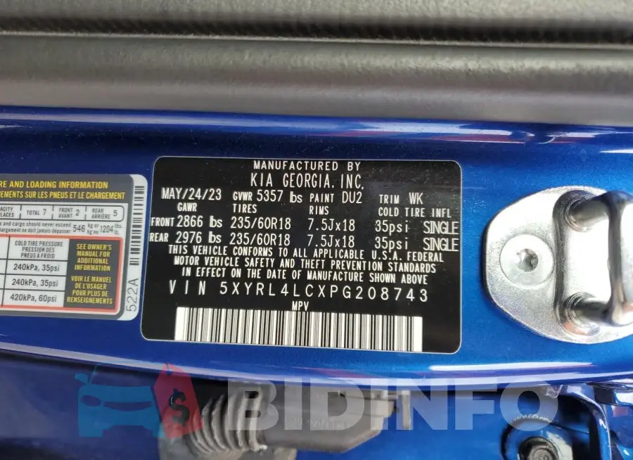 5XYRL4LCXPG208743 Photo# 13