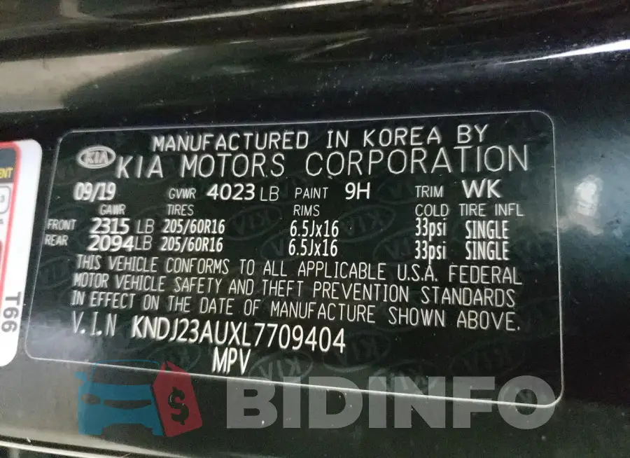 KNDJ23AUXL7709404 Photo# 13