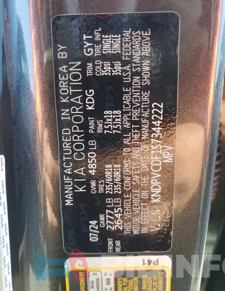 KNDPVCDF1S7344222 Photo# 14