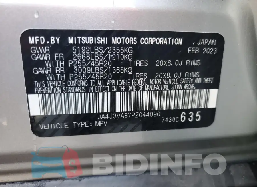 JA4J3VA87PZ044090 Photo# 13