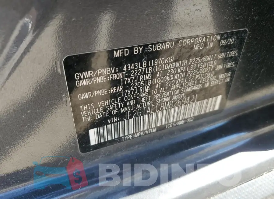 JF2GTAEC8M8269421 Photo# 14