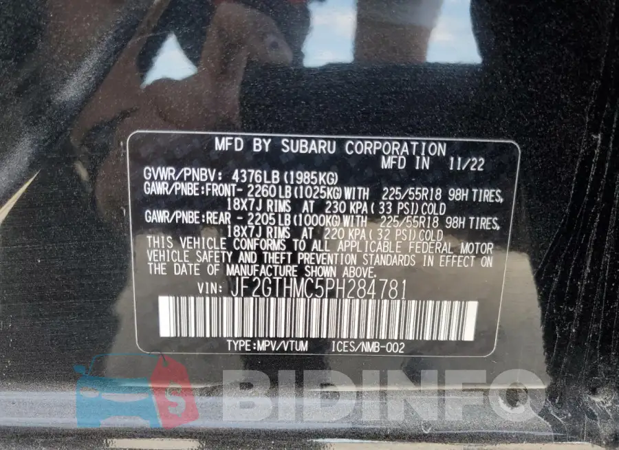 JF2GTHMC5PH284781 Photo# 13