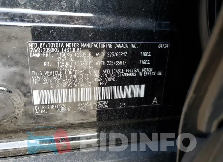 2T3F1RFV3RW452113 Photo# 14