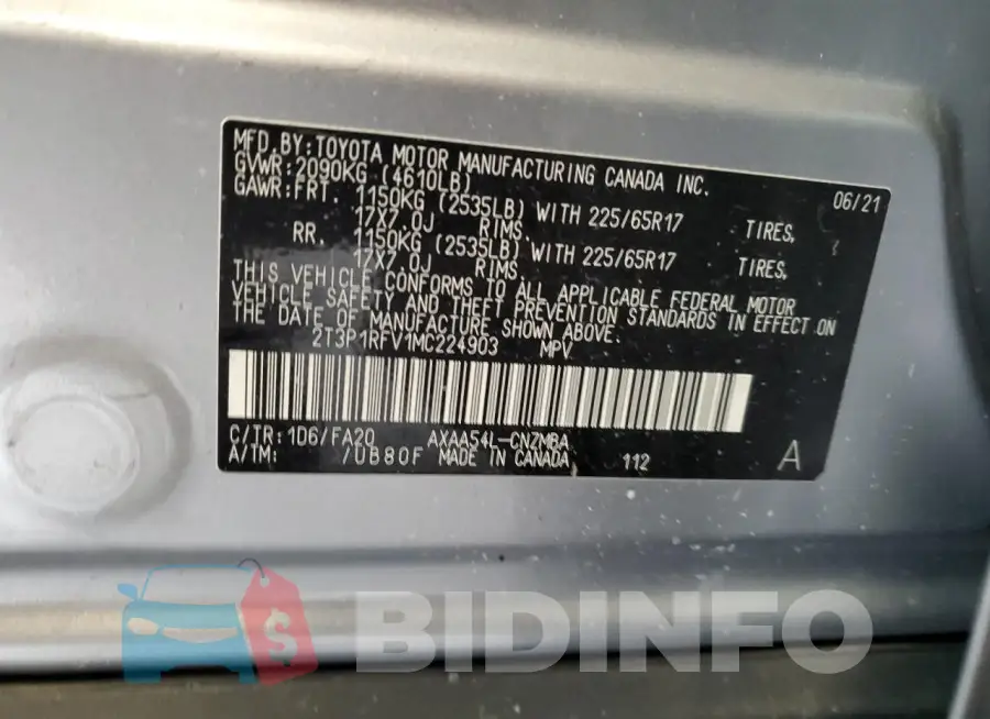 2T3P1RFV1MC224903 Photo# 12
