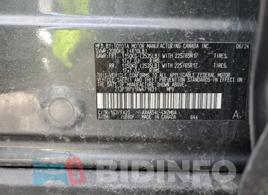 2T3P1RFV1RW471831 Photo# 12