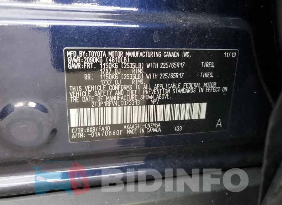 2T3P1RFV4LC073313 Photo# 13