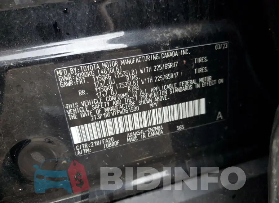 2T3P1RFV7PW361590 Photo# 13