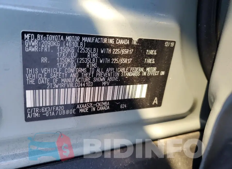 2T3W1RFV8LC044103 Photo# 13