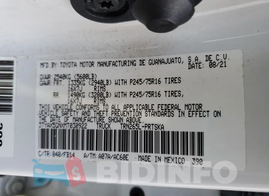3TYAX5GNXMT030922 Photo# 12