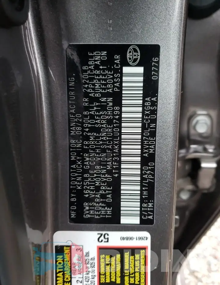4T1F31AKXLU017498 Photo# 12
