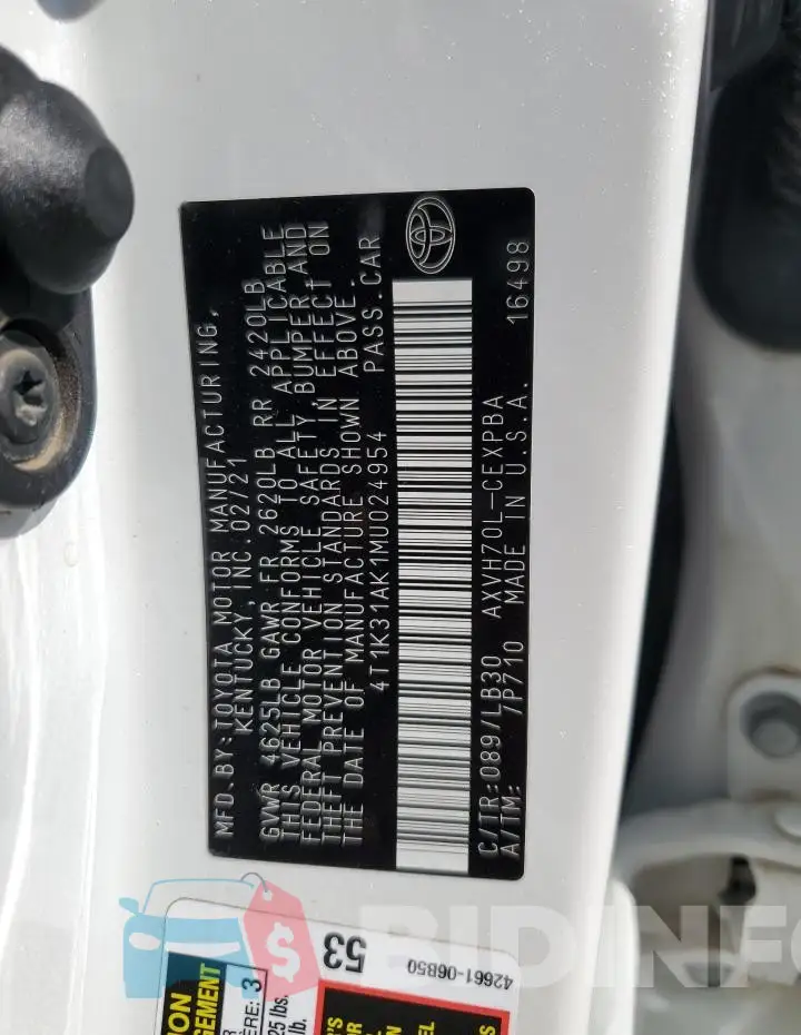 4T1K31AK1MU024954 Photo# 12