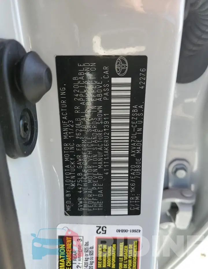 4T1T11AK6RU213911 Photo# 12