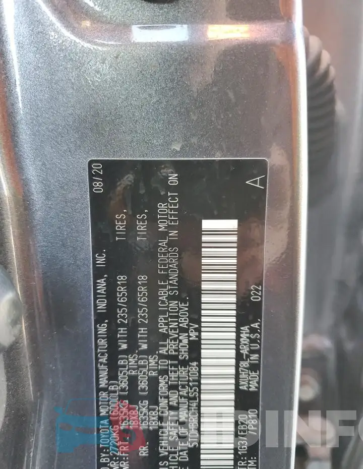 5TDHBRCH4LS511084 Photo# 13