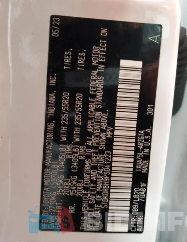 5TDKDRBH9PS041223 Photo# 14