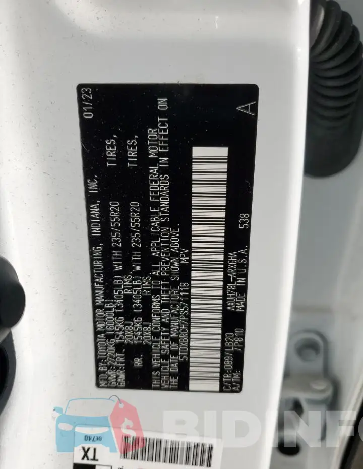 5TDXBRCH7PS571118 Photo# 13