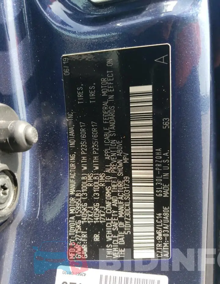 5TDYZ3DCXLS031739 Photo# 13