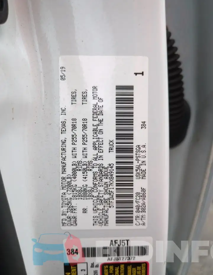 5TFDW5F17KX849145 Photo# 13