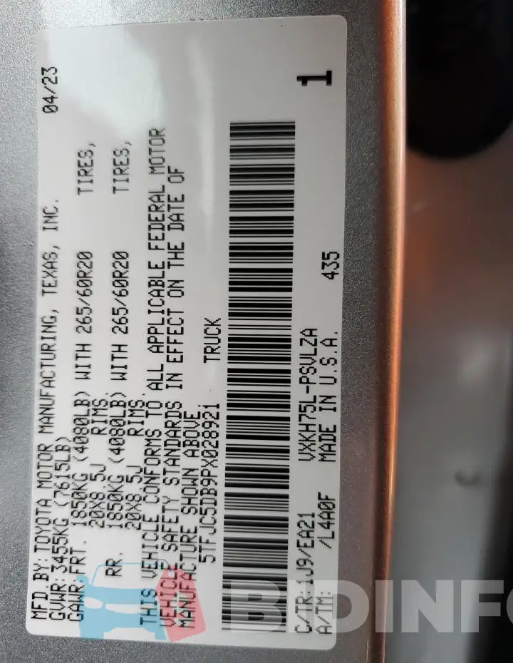 5TFJC5DB9PX028921 Photo# 12