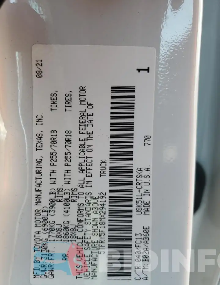 5TFRY5F18MX294192 Photo# 13
