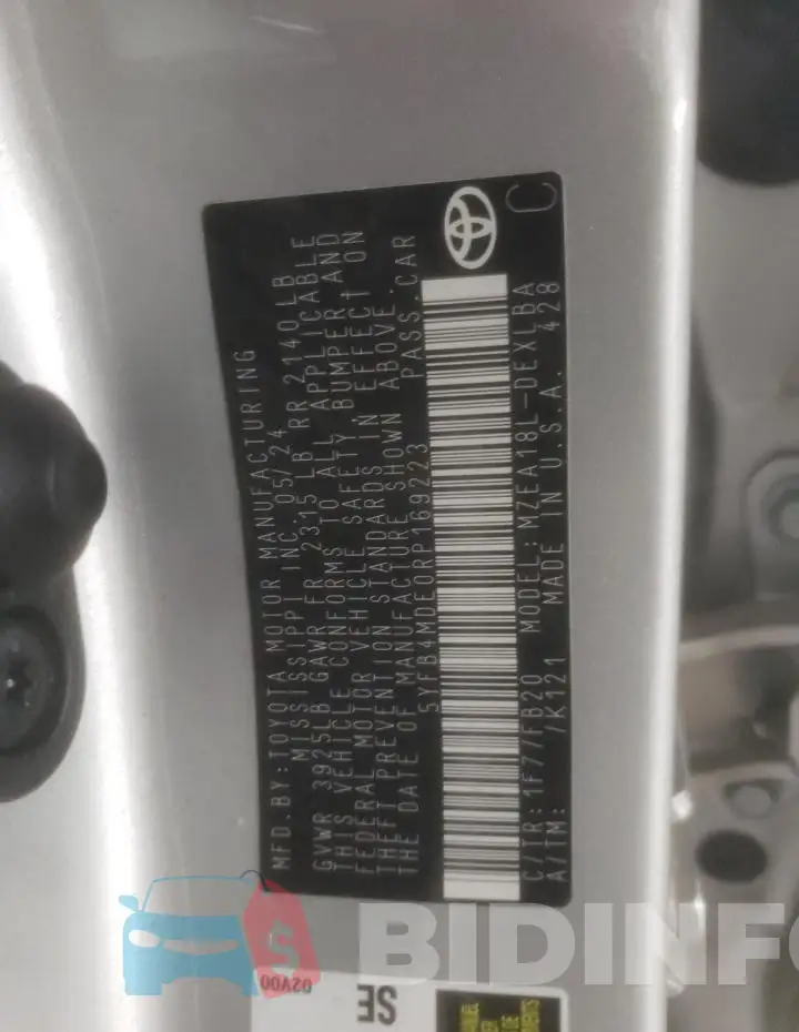 5YFB4MDE0RP169223 Photo# 12