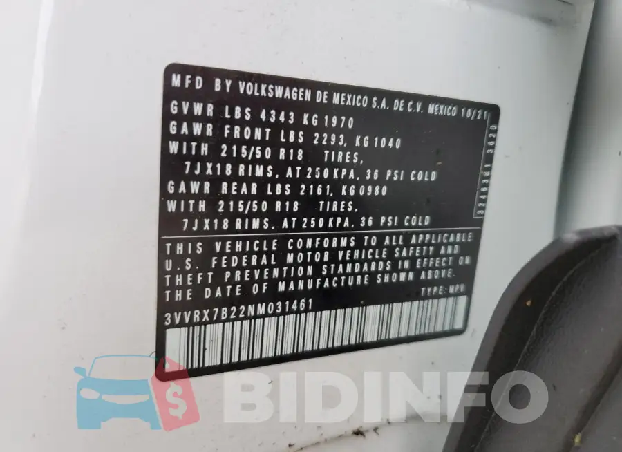 3VVRX7B22NM031461 Photo# 14