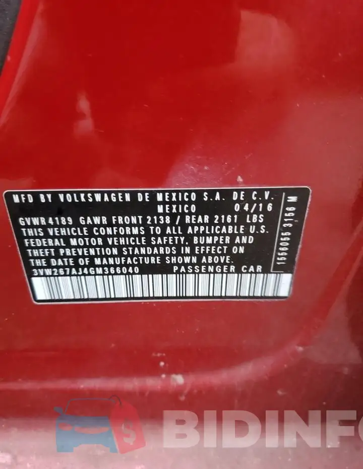 3VW267AJ4GM366040 Photo# 12