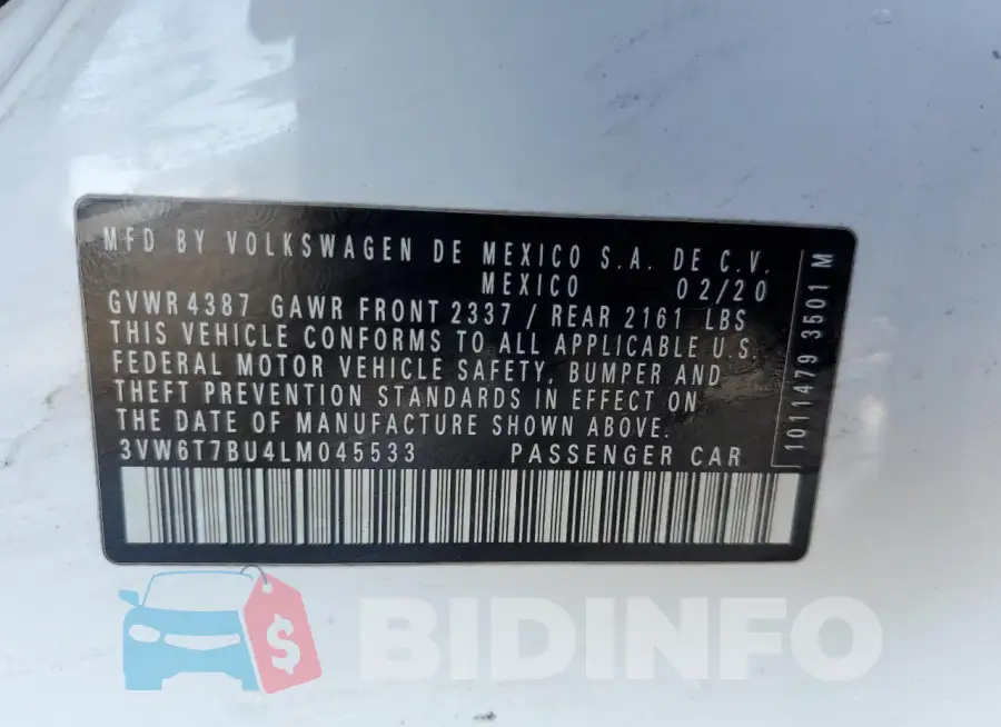 3VW6T7BU4LM045533 Photo# 12