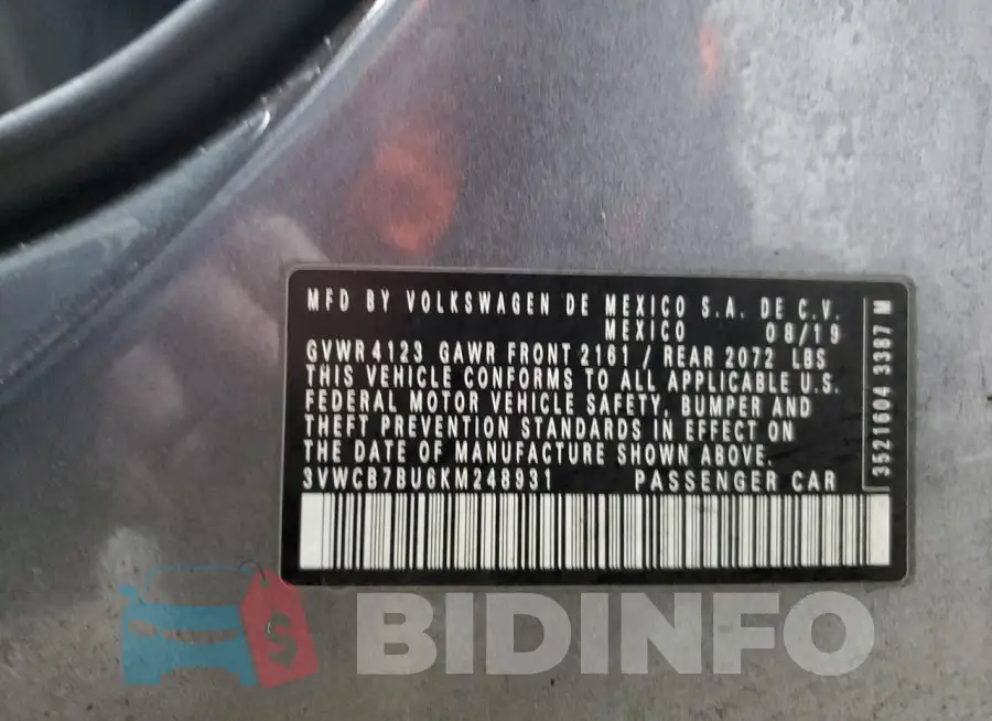 3VWCB7BU6KM248931 Photo# 12