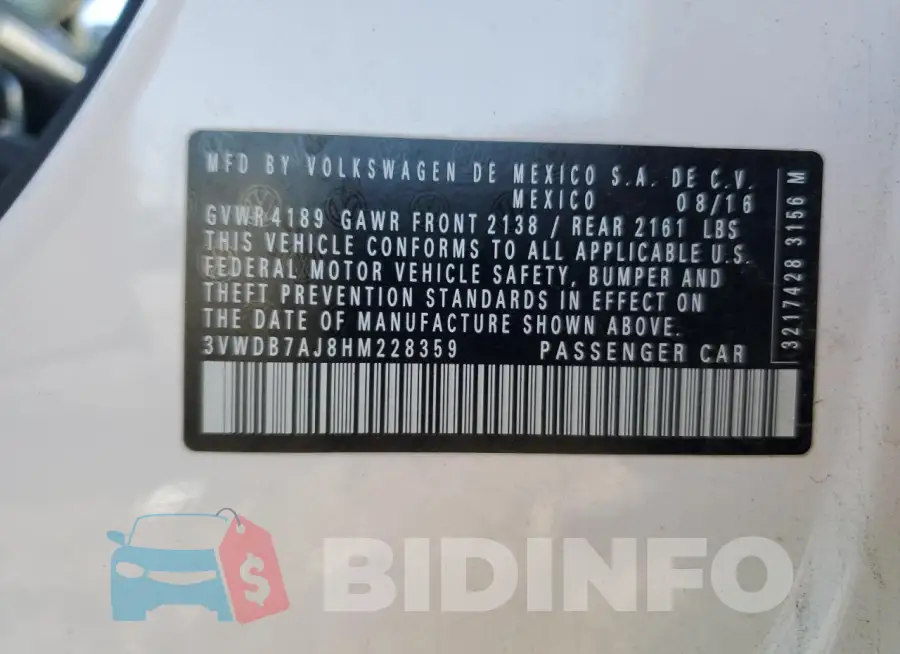 3VWDB7AJ8HM228359 Photo# 12