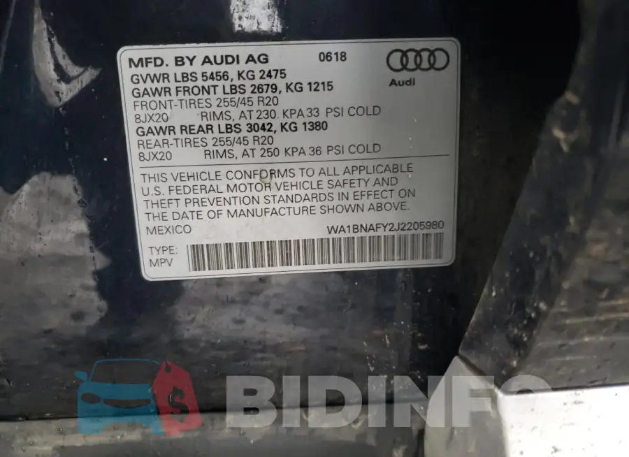 WA1BNAFY2J2205980 Photo# 13