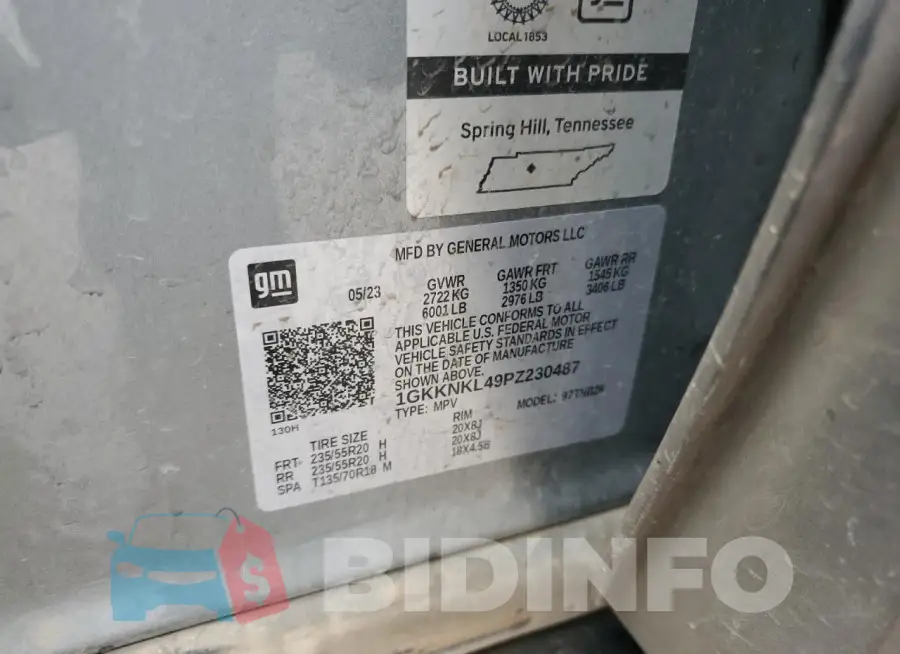 1GKKNKL49PZ230487 Photo# 13