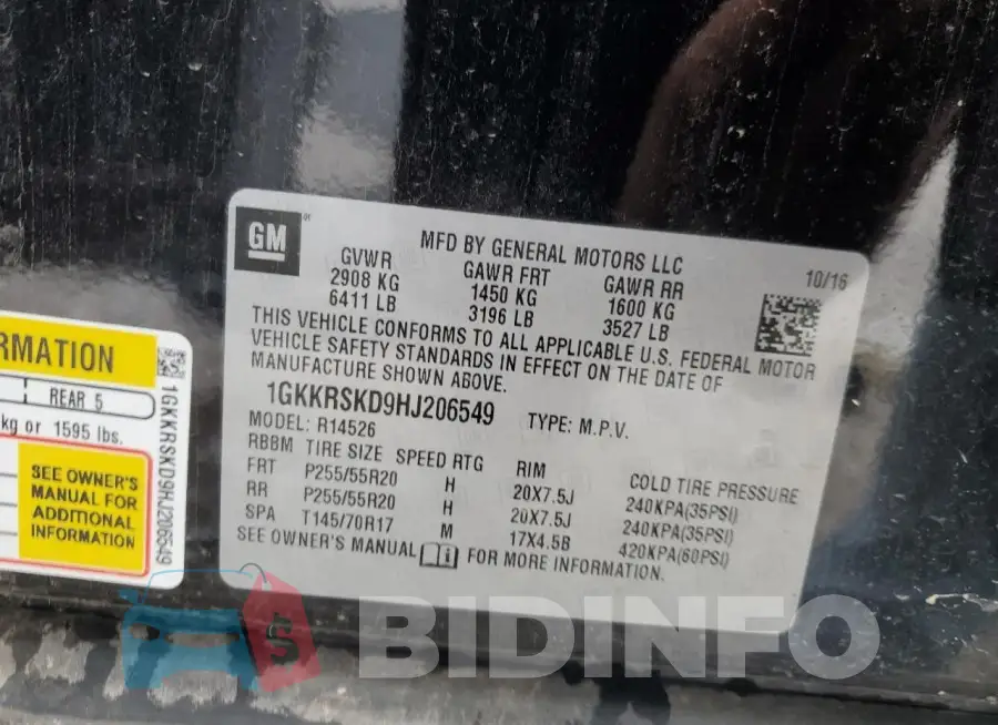 1GKKRSKD9HJ206549 Photo# 13