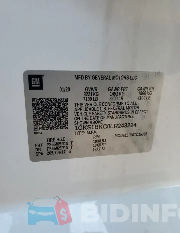 1GKS1BKC0LR243224 Photo# 13