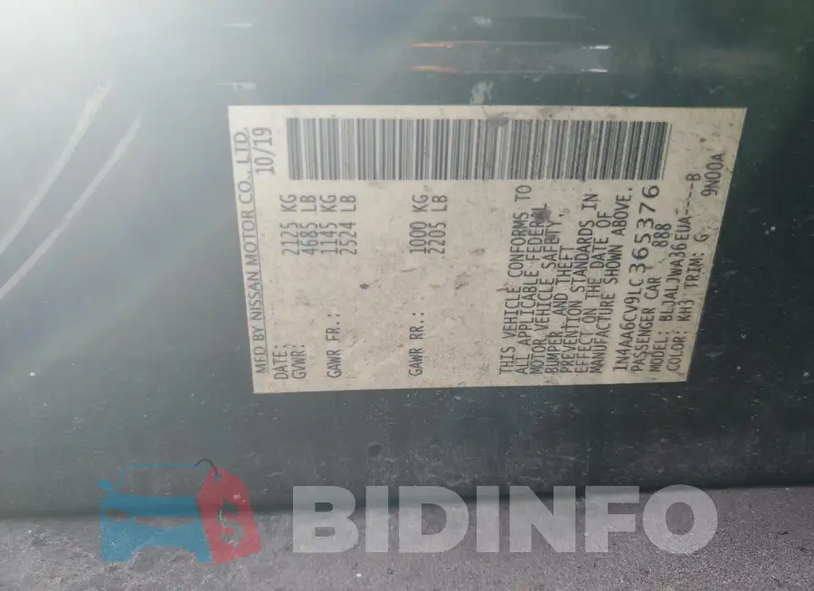 1N4AA6CV9LC365376 Photo# 12