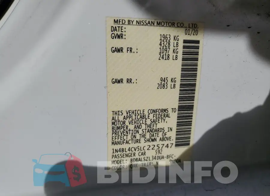 1N4BL4CV5LC225747 Photo# 12