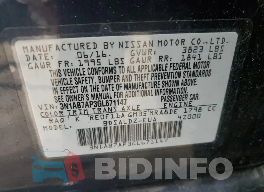 3N1AB7AP3GL671147 Photo# 12