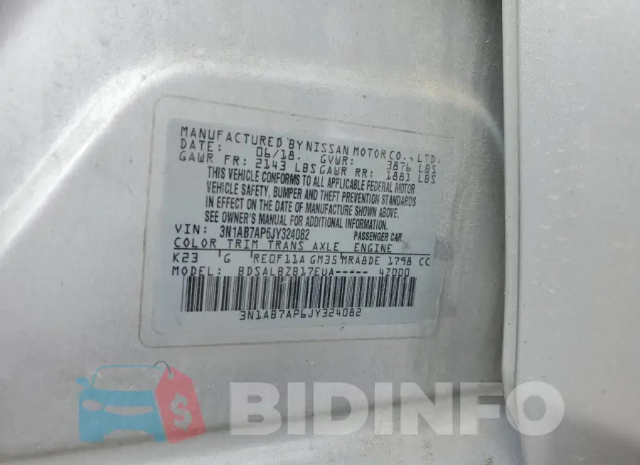 3N1AB7AP6JY324082 Photo# 12