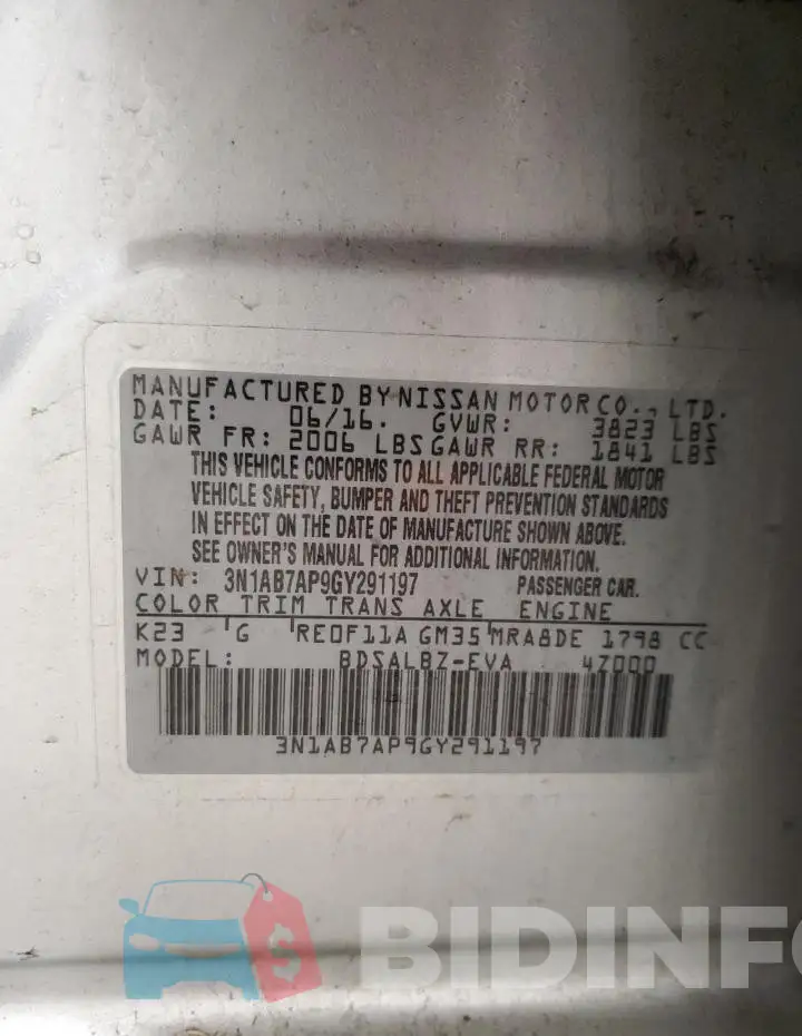 3N1AB7AP9GY291197 Photo# 13
