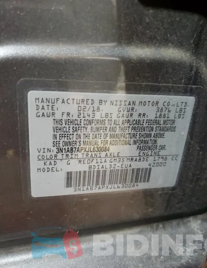 3N1AB7APXJL630084 Photo# 12