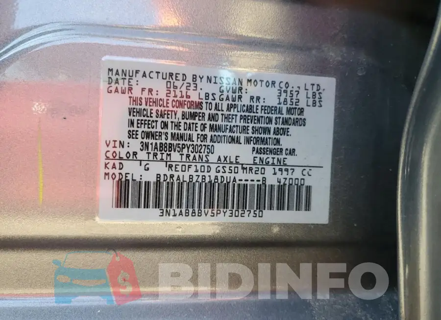 3N1AB8BV5PY302750 Photo# 12