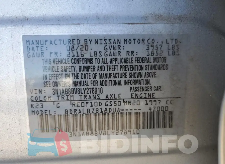 3N1AB8BV8LY278910 Photo# 12