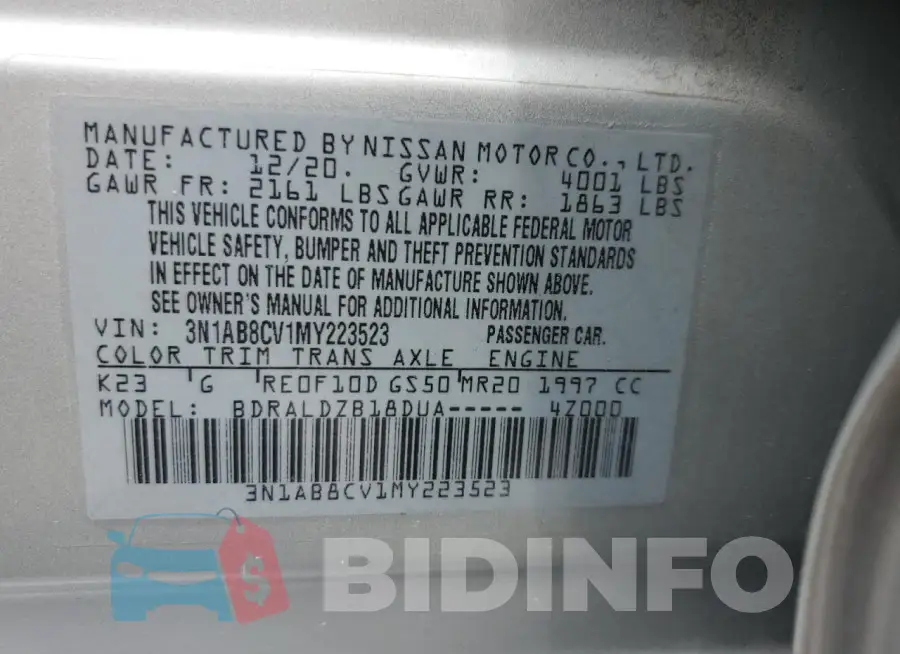 3N1AB8CV1MY223523 Photo# 12
