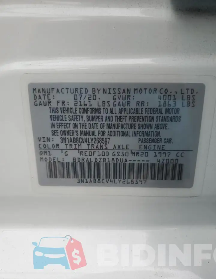 3N1AB8CV4LY268597 Photo# 12