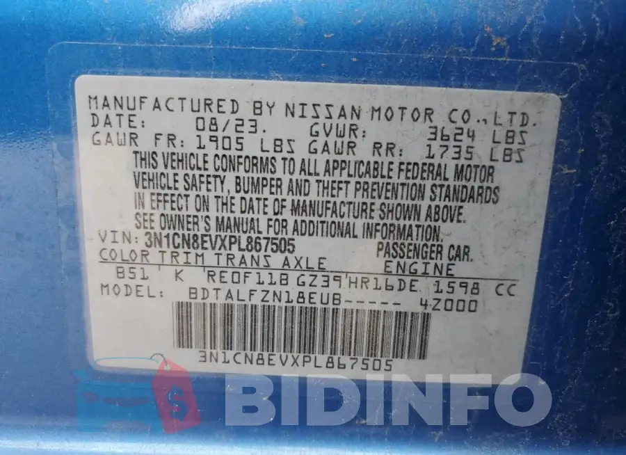 3N1CN8EVXPL867505 Photo# 13