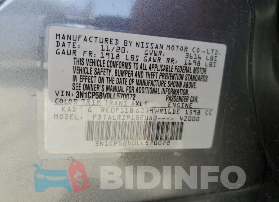 3N1CP5BV0LL570072 Photo# 13