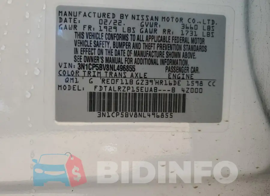 3N1CP5BV8NL496855 Photo# 14