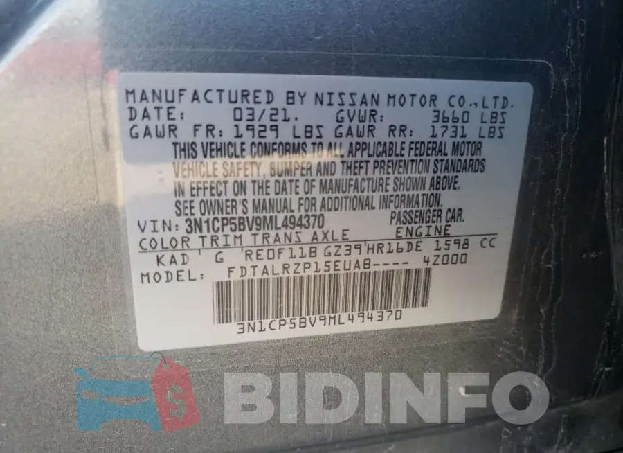 3N1CP5BV9ML494370 Photo# 13