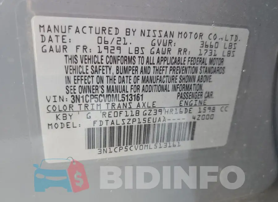 3N1CP5CV0ML513161 Photo# 13